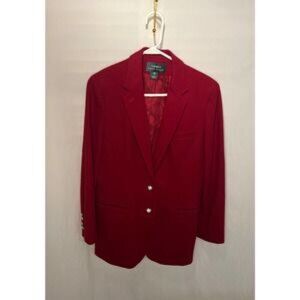 Lauren Ralph Lauren Poppy Red Worsted Wool Blazer sz 10